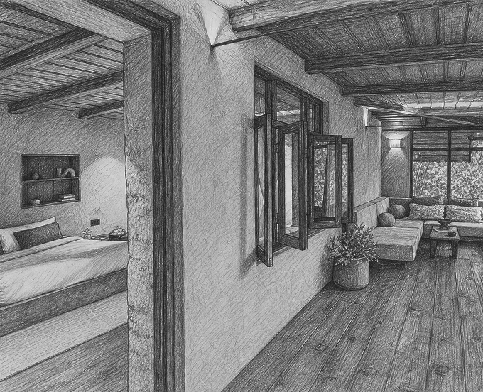 Comfortable lounge area in the retreat