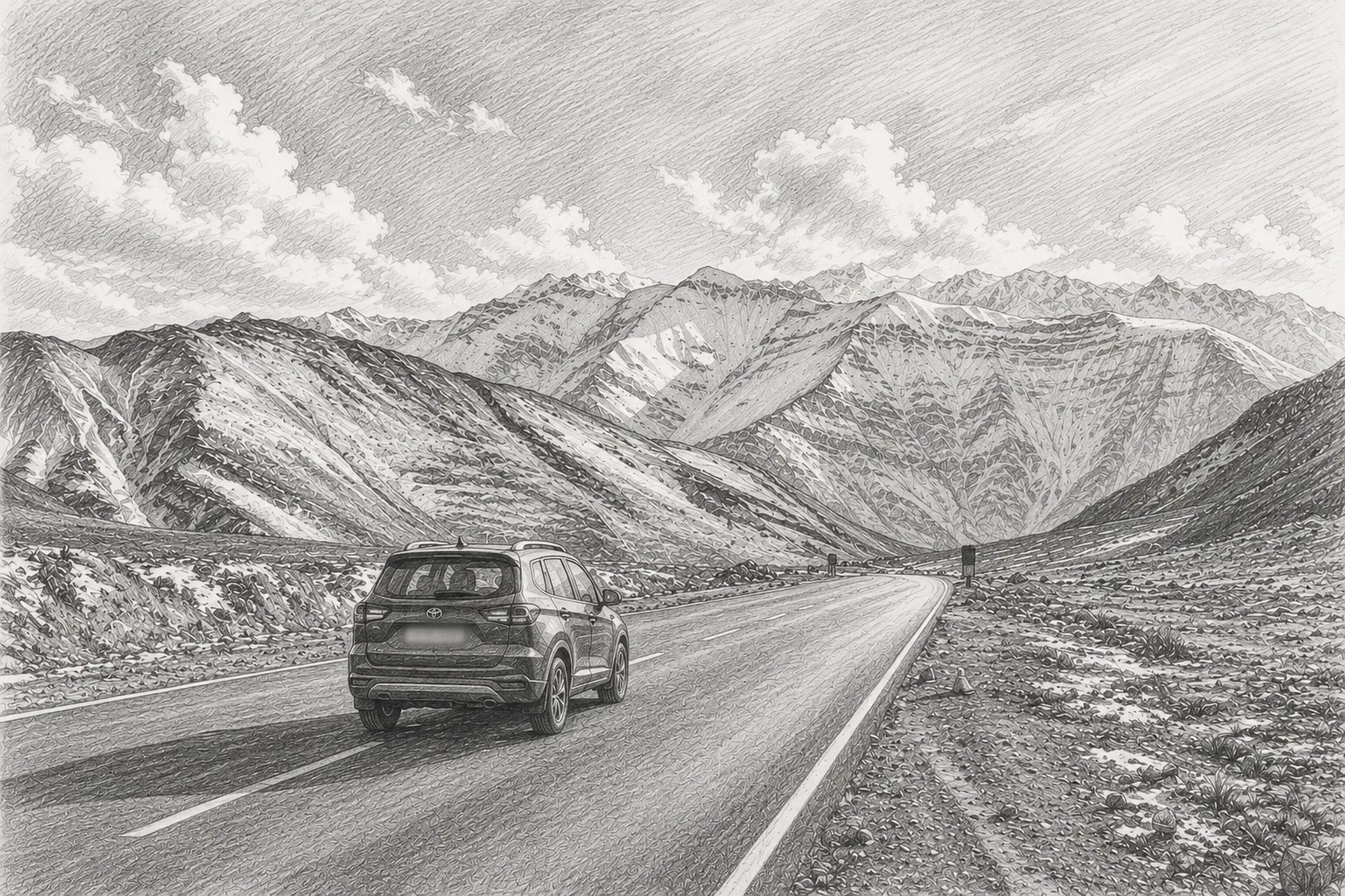 Sketch of the scenic drive via Chandigarh